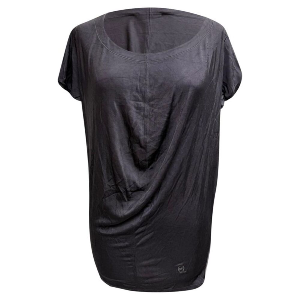 Alexander Mcqueen Round Neck Draped Tunic Top in Grey Viscose
